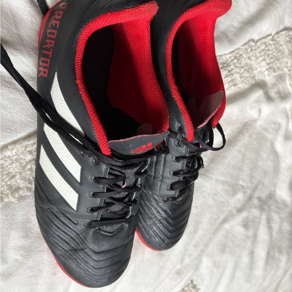 Adidas Predator Black with Red Accents Athletic Shoes